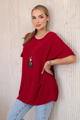 Oversized blouse with pendant burgundy