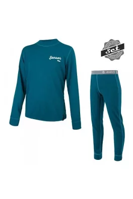 SENSOR DOUBLE FACE SET LOGO juniorský triko dl.rukáv + spodky safír velikost 160