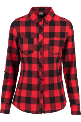 Ladies Turnup Checked Flanell Shirt blk/red