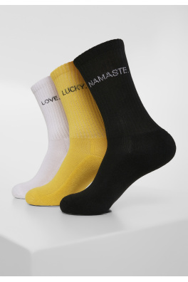 Wording Socks 3-Pack black/white/yellow