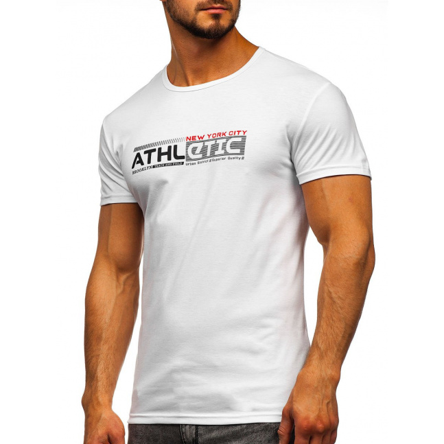 Pánské tričko s potiskem Athletic SS10951 - bílá, 
