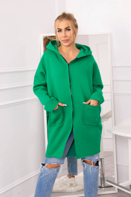 Insulated sweatshirt with a longer back light green