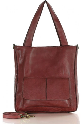 MARCO MAZZINI Tmavě červená dámská kožená shopper kabelka