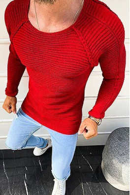 Sweter męski wkłądany przez głowę czerwony WX1576