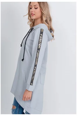 Dámská oversize mikina s nápisem "FASHION" - šedá,