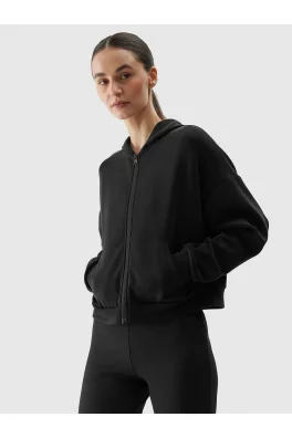 Dámská tepláková rozepínací mikina s přídavkem modálu 4F - černá