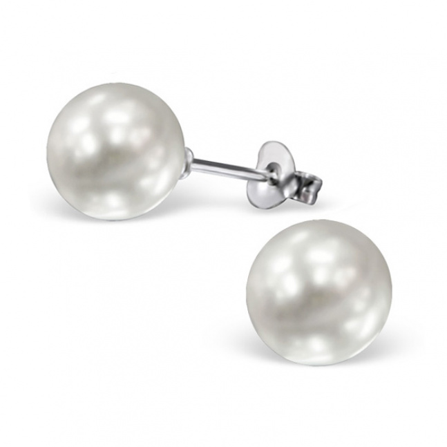 Stříbrné náušnice pecky - kulaté perleťové