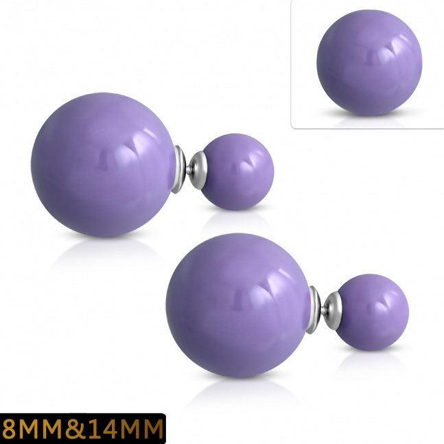 Oboustranné ocelové náušnice - lesklé fialové