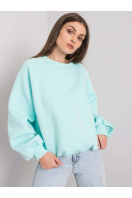 RUE PARIS Miętowa gładka bluza