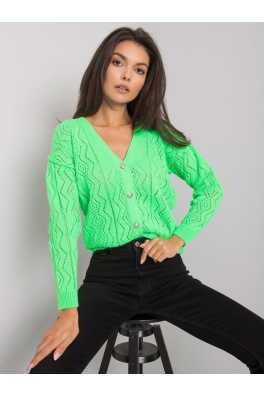 RUE PARIS Fluo zielony sweter na guziki