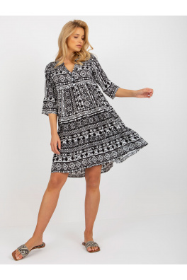 Czarna letnia boho sukienka we wzory z wiskozy SUBLEVEL