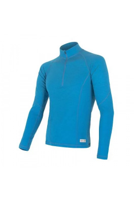 SENSOR MERINO DF pánské triko dl.rukáv zip modrá velikost XXL
