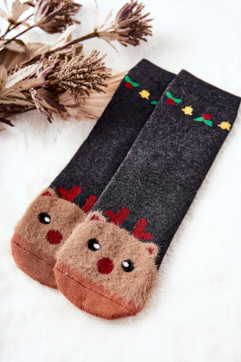 Christmas Cotton Socks Bear Grey