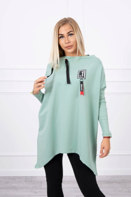 Bluza oversize z asymetrycznymi bokami ciemna mięta