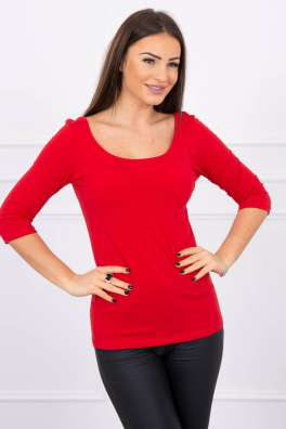 Round neckline blouse red