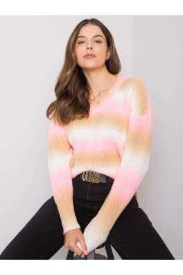 RUE PARIS Różowo-beżowy sweter damski