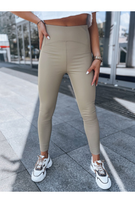 Woskowane legginsy damskie WAXED CHIC beżowe Dstreet UY1561
