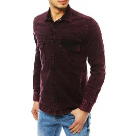 Dark burgundy men's denim shirt DX1849