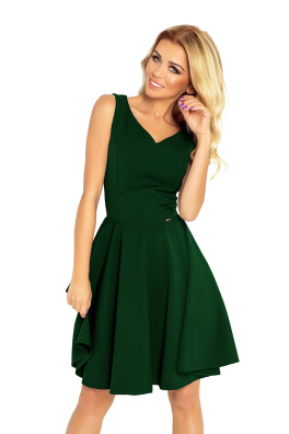 Jednobarevné dámské šaty s výstřihem Numoco 114-10 - zelená