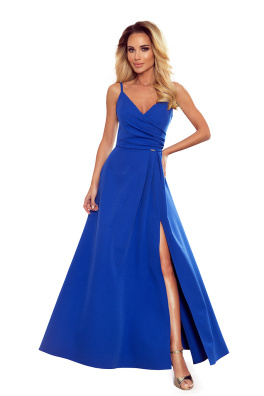 Elegantní dámské maxi šaty na ramínkách Numoco Chiara 299-3 - modrá