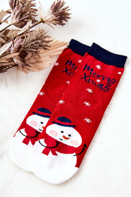 Vánoční ponožky Sněhulák Červená