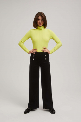 Jeansy wide leg z ozdobnymi guzikami czarne - czarny