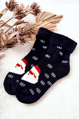 Christmas Santa Claus Socks Navy Blue