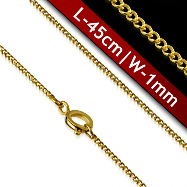 Hadový řetízek na krk z chirurgické oceli ve zlaté barvě- 45cm / 1mm 