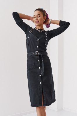 Jeansowa sukienka na regulowanych ramiączkach czarna