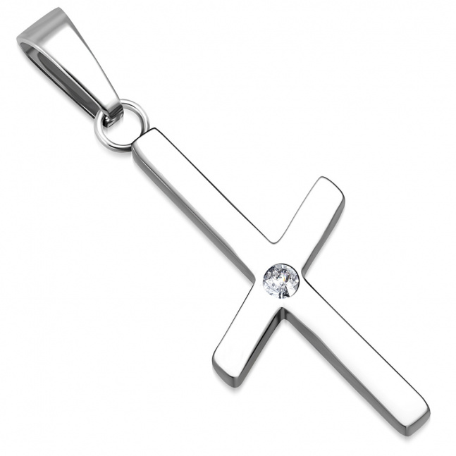 Ležatý křížek na krk z chirurgické oceli s výběrem řetízku 