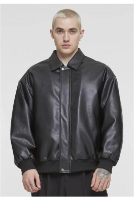 Synthetic Leather Blouson black