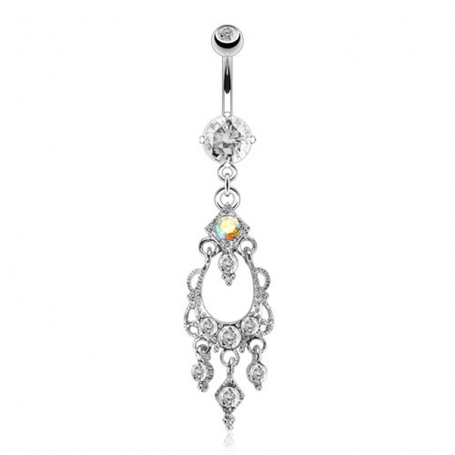 Luxusní piercing do pupíku - crystal queen 