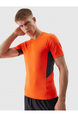 Pánské sportovní tričko slim z recyklovaných materiálů 4F - oranžové
