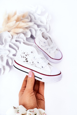 Children's High Sneakers With Lace White Roly-Poly
