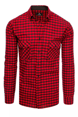 Koszula męska w kratkę czerwono-czarną Dstreet DX2121