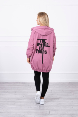 Bluza z nadrukiem "Świat jest Twój" ciemny róż