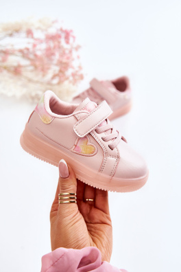 Dětské kožené sportovní boty na suchý zip růžový Baylene