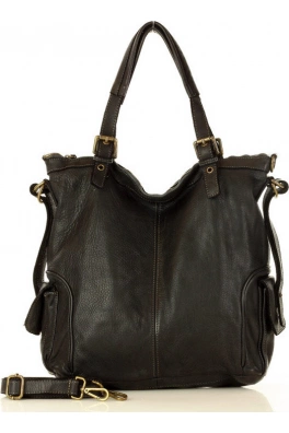 MARCO MAZZINI Černá kožená shopper kabelka