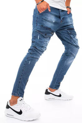 Spodnie męskie jeansowe typu bojówki niebieskie Dstreet UX3295