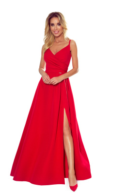 Elegantní dámské maxi šaty na ramínkách Numoco Chiara 299-1 - červená