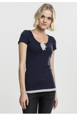 Ladies Two-Colored T-Shirt nvy/gry