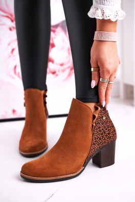Women’s Leather Block Heel Boots Maciejka Camel 04833-43