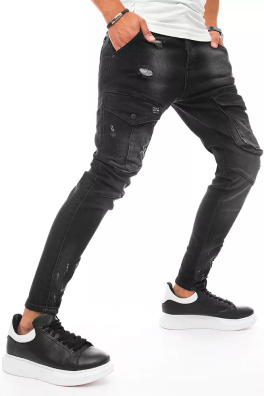 Spodnie męskie jeansowe typu bojówki czarne Dstreet UX3289