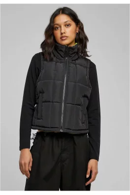 Ladies Reversible Cropped Puffer Vest black/frozenyellow