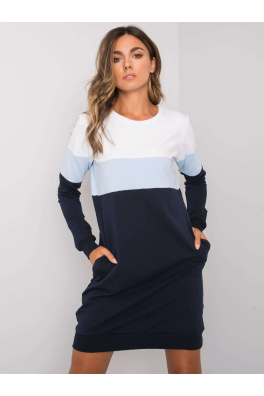 RUE PARIS Granatowo-niebieska sukienka dresowa