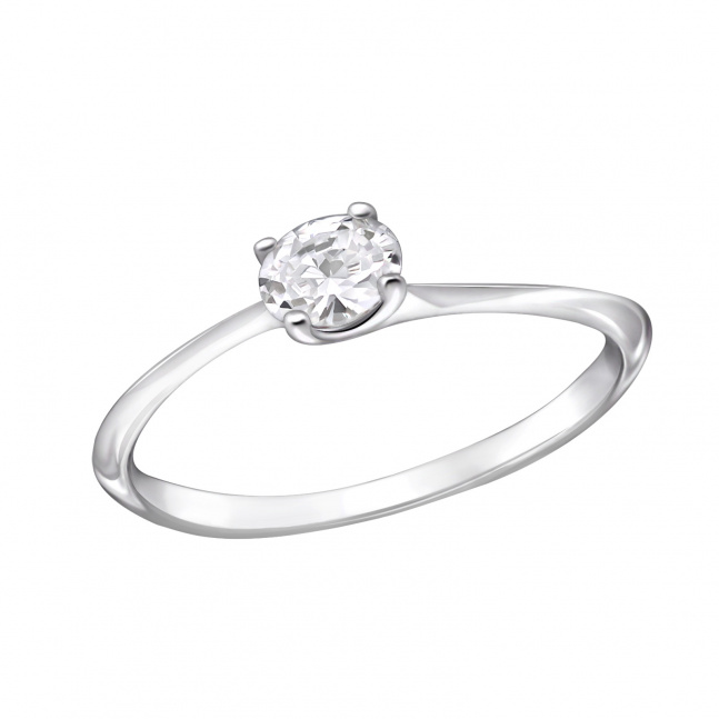 Stříbrný zásnubní prsten elegance oval 