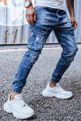 Spodnie męskie jeansowe typu bojówki niebieskie Dstreet UX3263