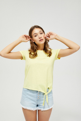 T-shirt z wiązaniem - żółty