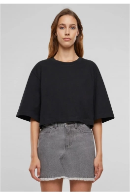 Ladies Heavy Organic Oversized Cropped Tee black
