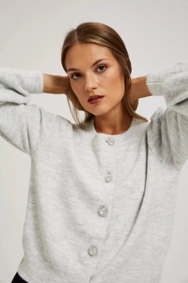 Kardigan z ozdobnymi guzikami - szary